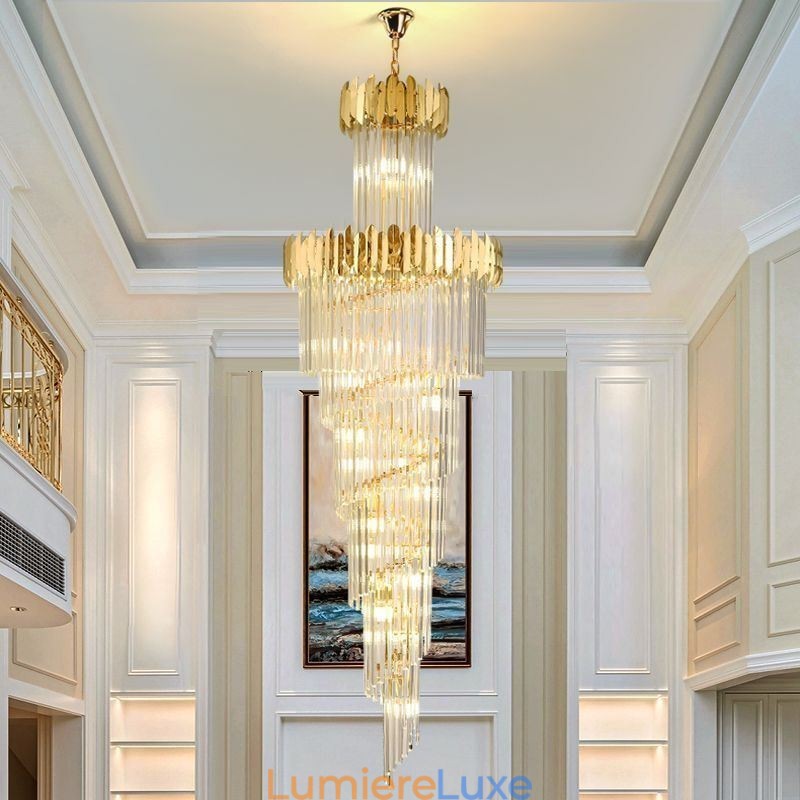 Suspension européenne en cristal pour escaliers, hall d'entrée