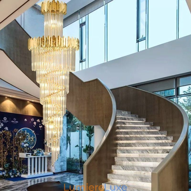 Suspension européenne en cristal pour escaliers, hall d'entrée