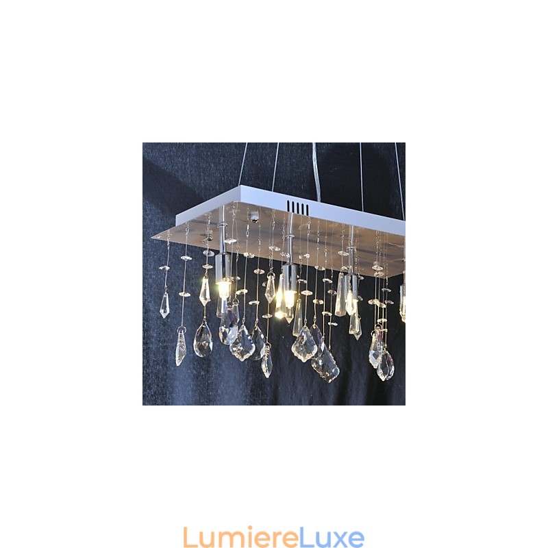 Lustre traditionnel classique en cristal et métal chromé