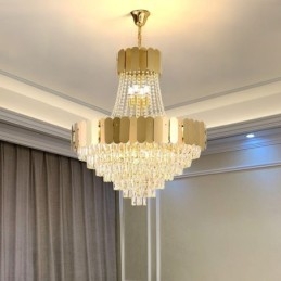 Plafonnier suspendu moderne en cristal doré K9