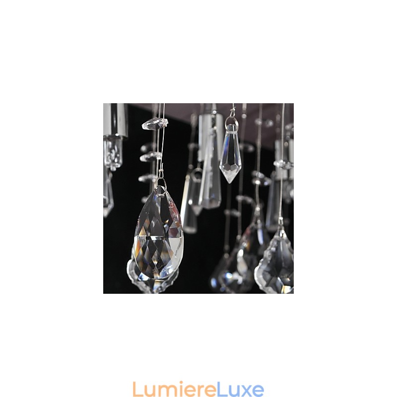 Lustre traditionnel classique en cristal et métal chromé