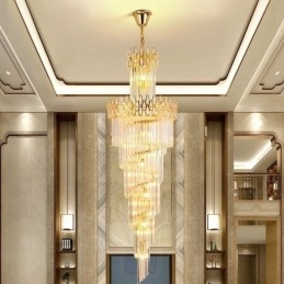 Suspension européenne en cristal pour haut plafond, escalier
