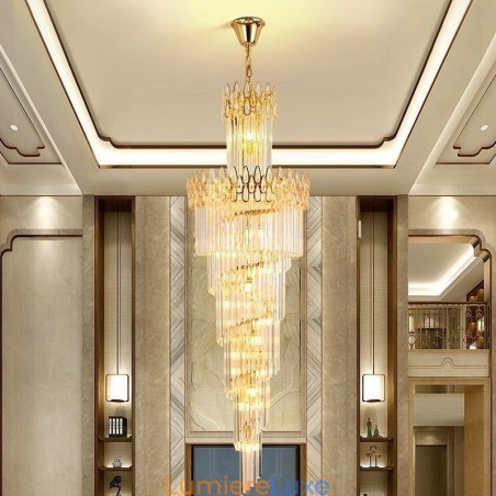 Suspension européenne en cristal pour haut plafond, escalier Suspension européenne en cristal pour haut plafond, escalier