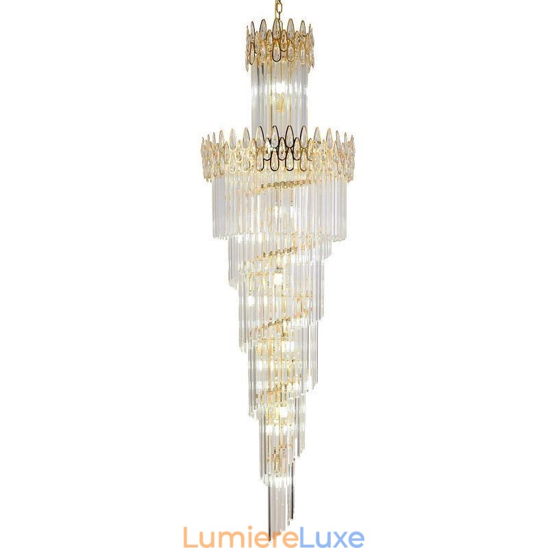 Suspension européenne en cristal pour haut plafond, escalier