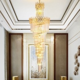 Suspension européenne en cristal pour haut plafond, escalier