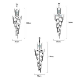 Suspension européenne en cristal pour haut plafond, escalier