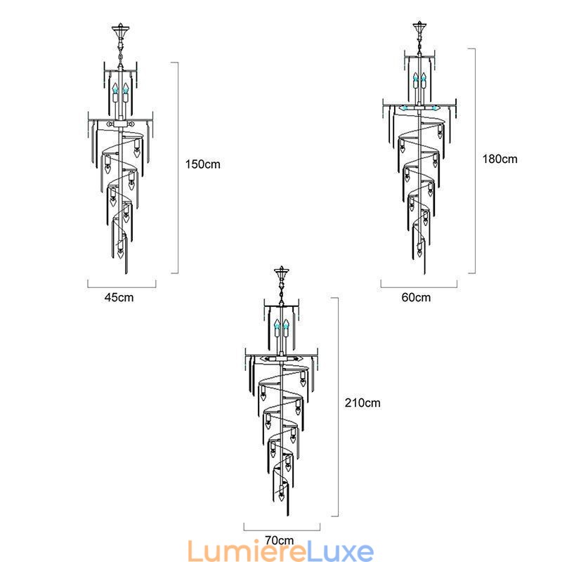 Suspension européenne en cristal pour haut plafond, escalier