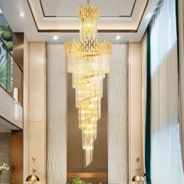 Suspension européenne en cristal pour haut plafond, escalier