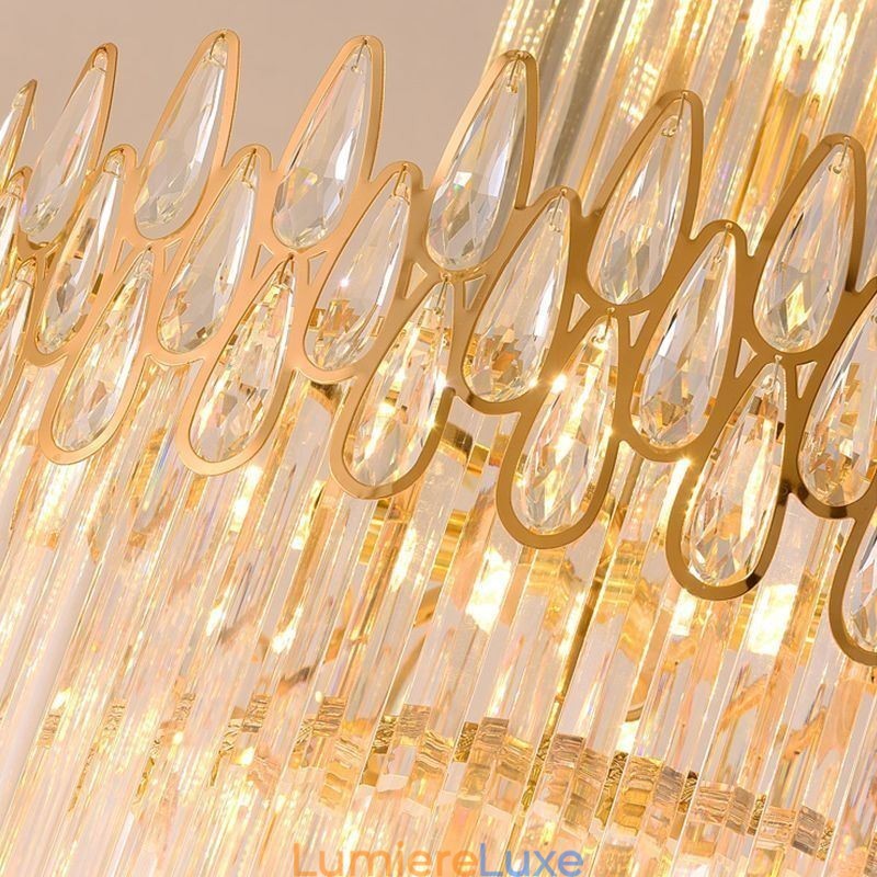 Suspension européenne en cristal pour haut plafond, escalier