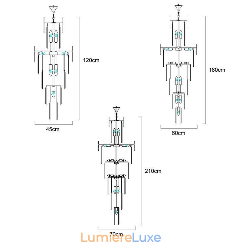 Luminaire suspendu moderne et spectaculaire pour escaliers