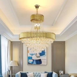 Plafonnier rond en cristal moderne avec suspension