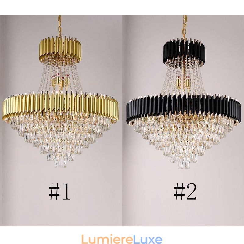 Plafonnier rond en cristal moderne avec suspension