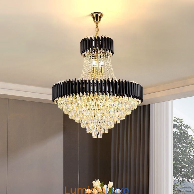 Plafonnier rond en cristal moderne avec suspension