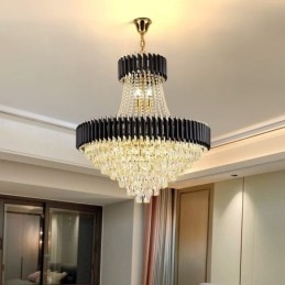Plafonnier rond en cristal moderne avec suspension