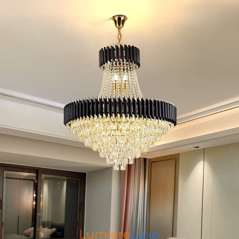 Plafonnier rond en cristal moderne avec suspension