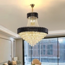Plafonnier rond en cristal moderne avec suspension