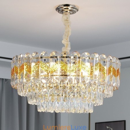 Plafonnier suspendu de luxe en cristal, 9, 12 ou 16 lumières Plafonnier suspendu de luxe en cristal, 9, 12 ou 16 lumières