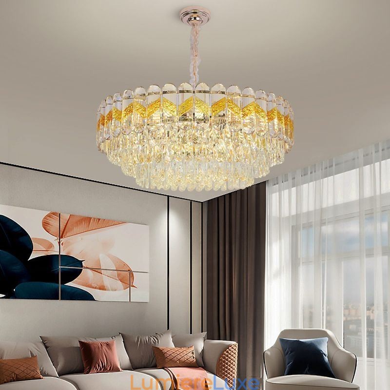Plafonnier suspendu de luxe en cristal, 9, 12 ou 16 lumières