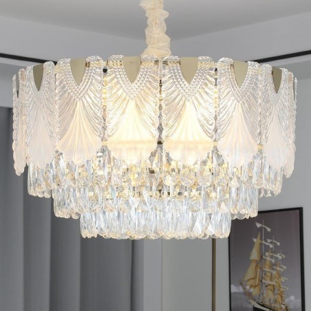 Suspension en cristal, luminaire de plafond rond en dentelle Suspension en cristal, luminaire de plafond rond en dentelle