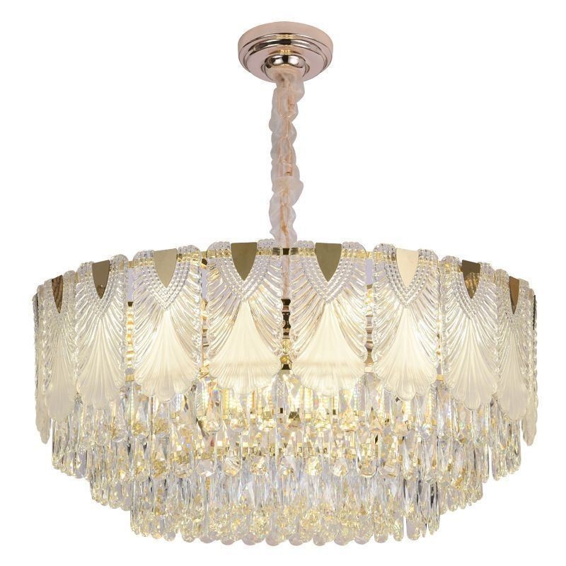 Suspension en cristal, luminaire de plafond rond en dentelle