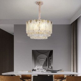Suspension en cristal, luminaire de plafond rond en dentelle