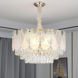 Suspension en cristal, luminaire de plafond rond en dentelle