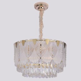 Suspension en cristal, luminaire de plafond rond en dentelle