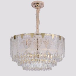 Suspension en cristal, luminaire de plafond rond en dentelle