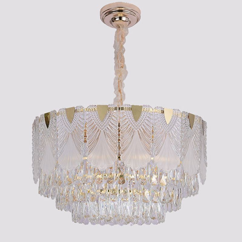 Suspension en cristal, luminaire de plafond rond en dentelle