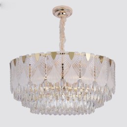 Suspension en cristal, luminaire de plafond rond en dentelle