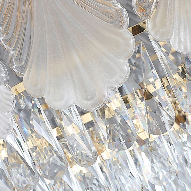 Suspension en cristal, luminaire de plafond rond en dentelle
