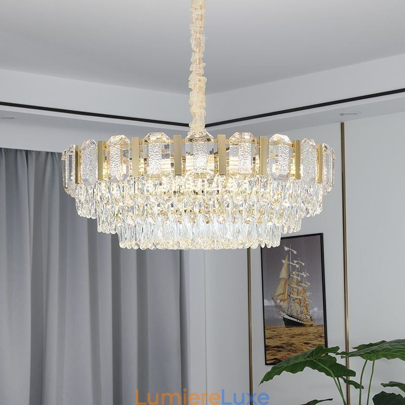 Plafonnier rond suspendu en cristal
