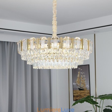Plafonnier rond suspendu en cristal Plafonnier rond suspendu en cristal