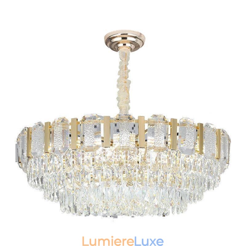 Plafonnier rond suspendu en cristal