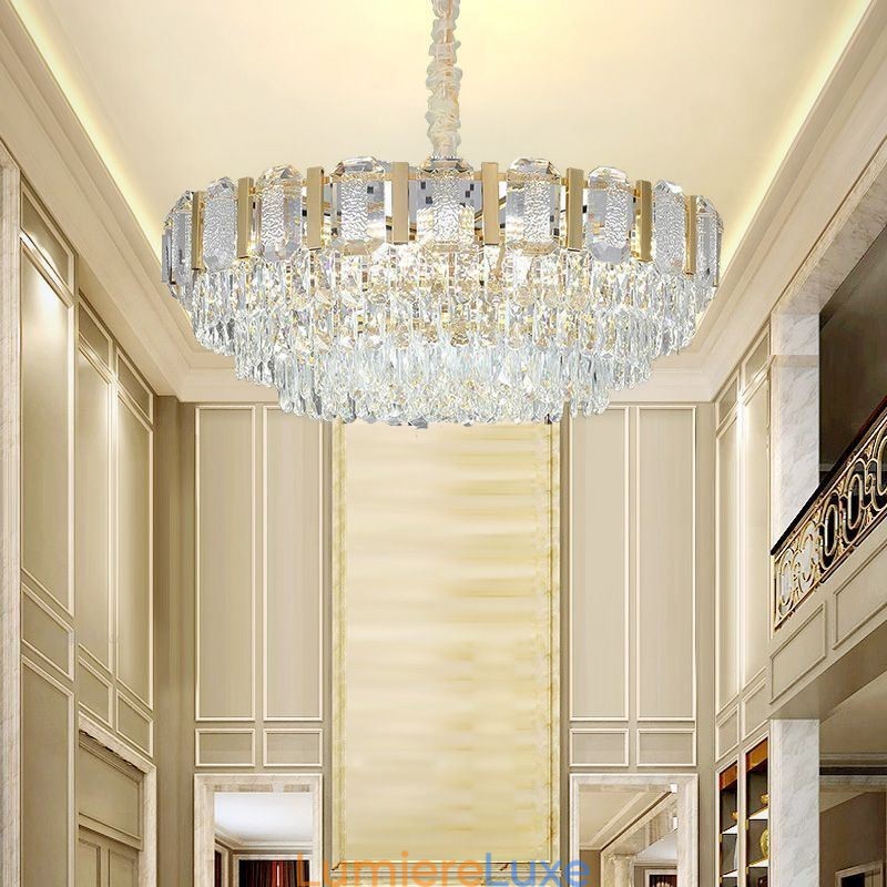 Plafonnier rond suspendu en cristal