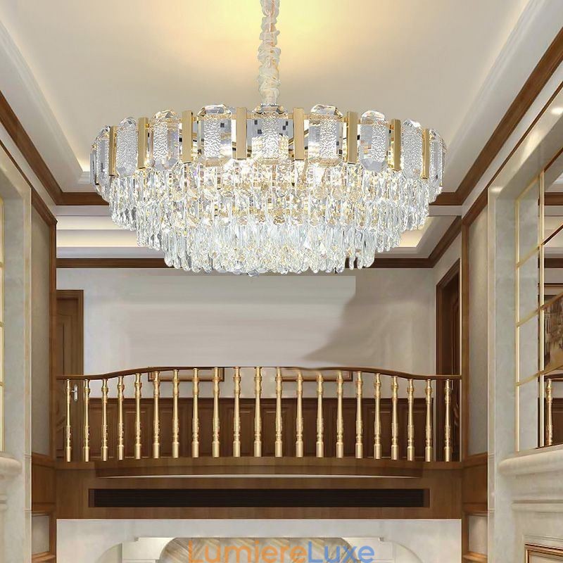 Plafonnier rond suspendu en cristal
