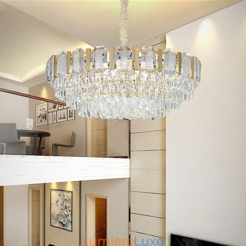 Plafonnier rond suspendu en cristal