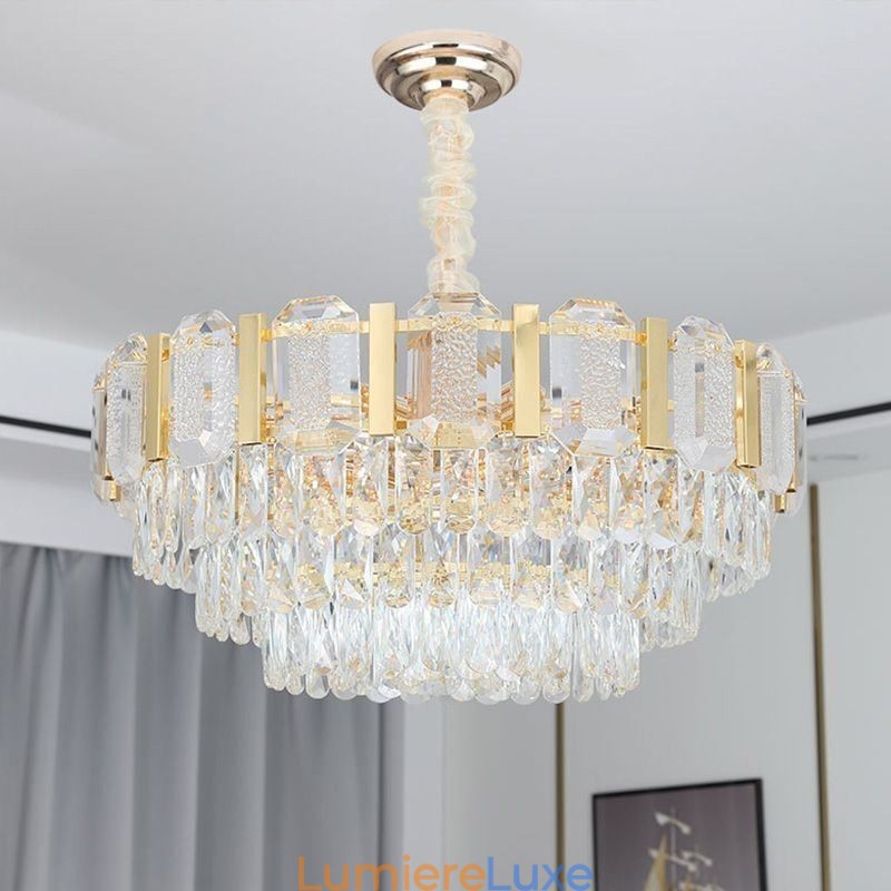 Plafonnier rond suspendu en cristal