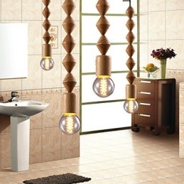Lustre en bois et bambou de style mini classique traditionnel
