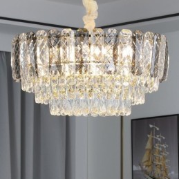 Plafonnier rond en cristal à suspension européenne