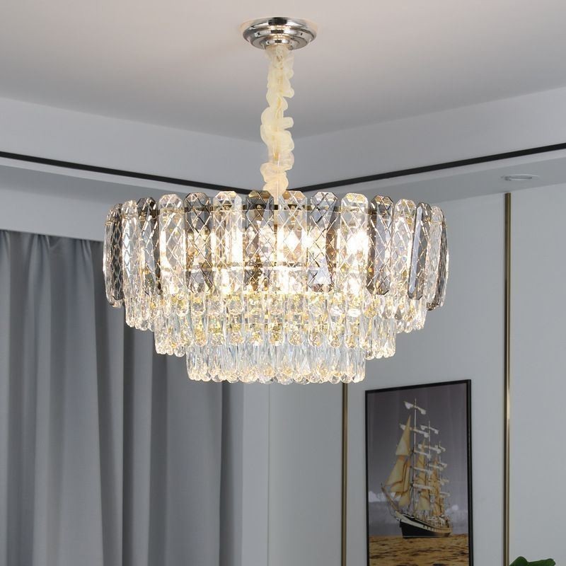 Plafonnier rond en cristal à suspension européenne