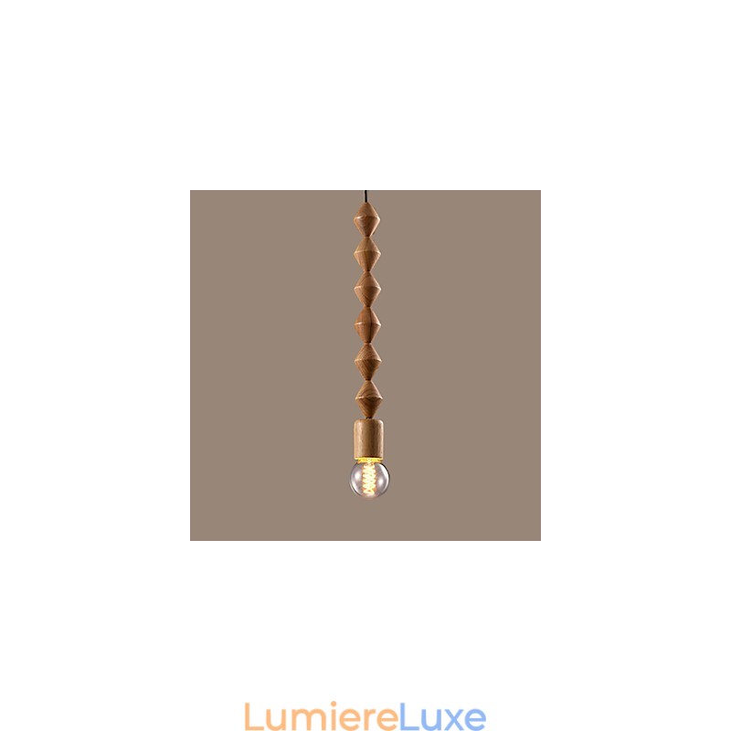 Lustre en bois et bambou de style mini classique traditionnel