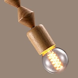 Lustre en bois et bambou de style mini classique traditionnel