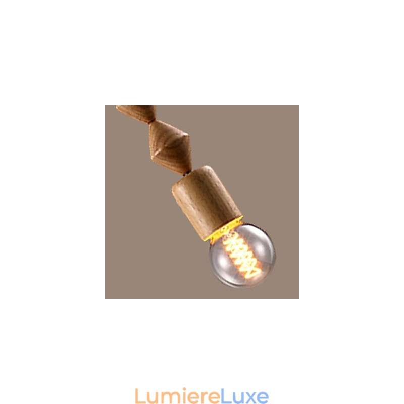 Lustre en bois et bambou de style mini classique traditionnel