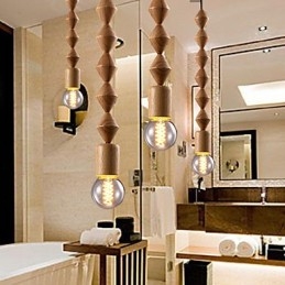 Lustre en bois et bambou de style mini classique traditionnel