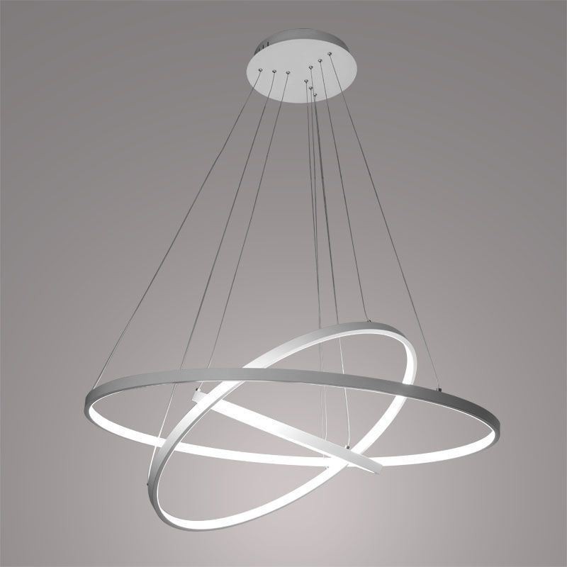 Suspension moderne en aluminium noir à 3 anneaux