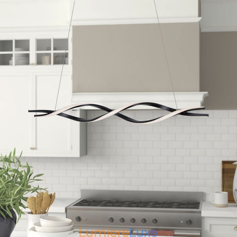 Luminaires suspendus modernes en forme de vague noire