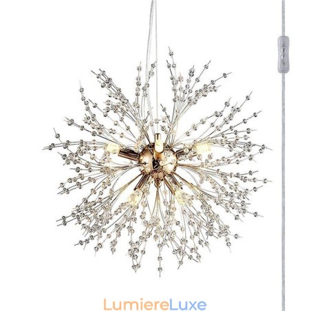 Lustre feu d'artifice 8 lumières, suspension pissenlit Lustre feu d'artifice 8 lumières, suspension pissenlit