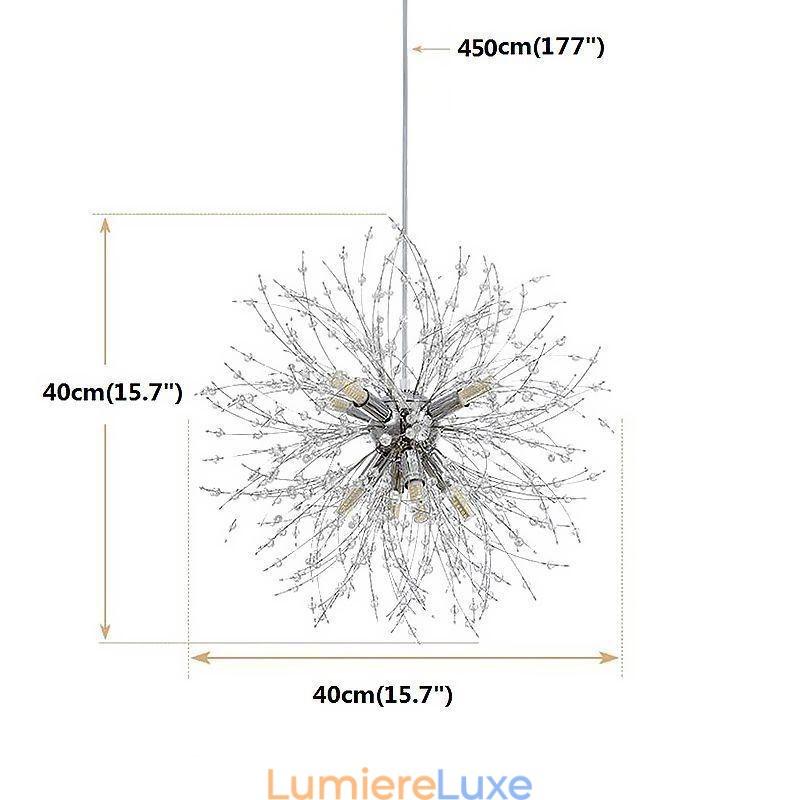 Lustre feu d'artifice 8 lumières, suspension pissenlit