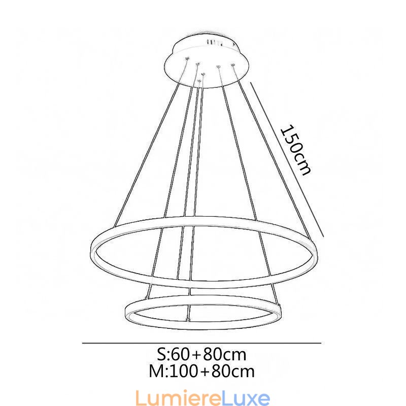 Suspension simple et moderne en aluminium à double anneau